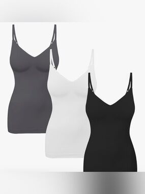 Seamless V-Neck Shaping Camisole - Black, White & Gray
